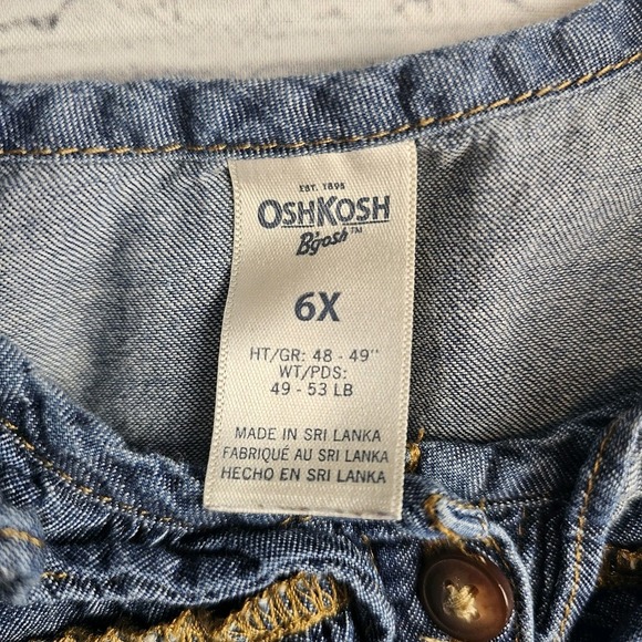 OshKosh B'gosh Kids 6X Dress Girls Denim Cap Sleeve Button Ruffles‎ Blue - Picture 3 of 6